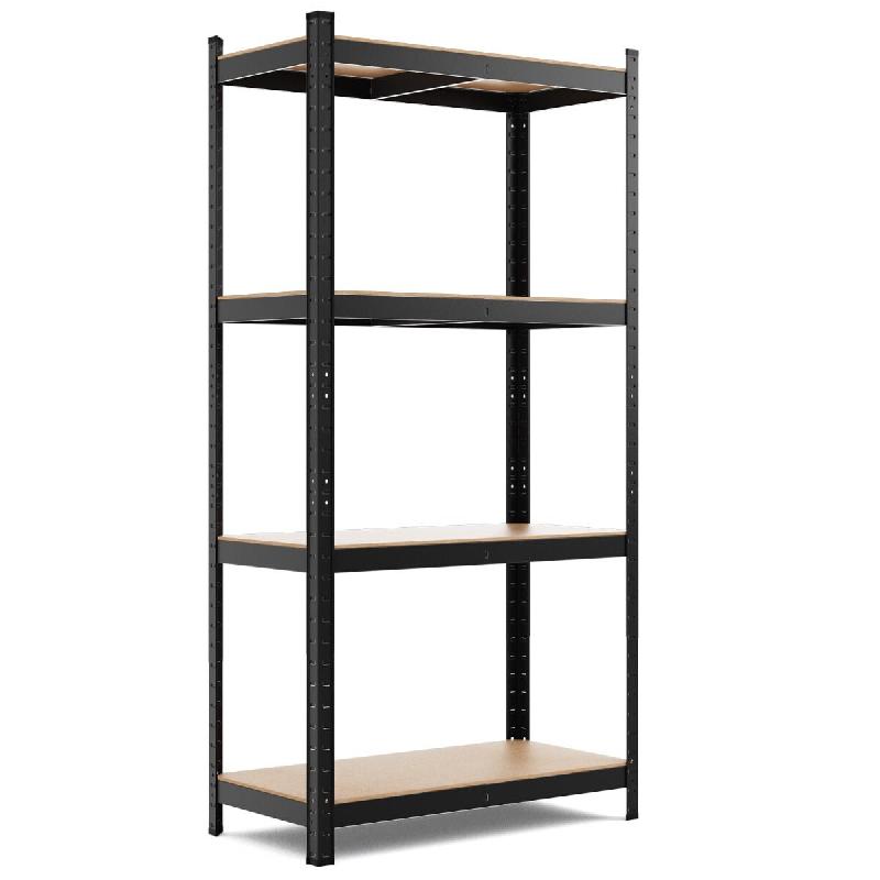 Helloshop26 – Étagère de rangement de 4 niveaux 40 x 80 x 160 cm charge 520 kg design pratique pour garage en fer mdf noir 20_0012064 – 3000227041029 - Image 1
