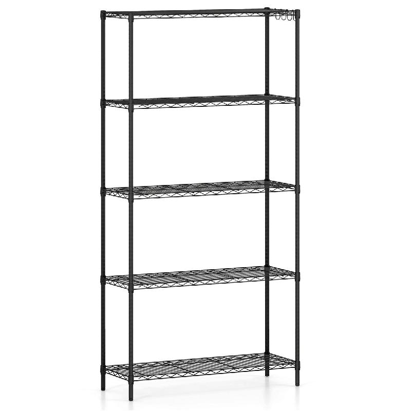 Helloshop26 – Étagère utilitaire 91 x 35 x 182 cm 5 niveaux réglables robustesse garantie ambiance moderne en métal noir 20_0020099 – 3000233304767 - Image 1