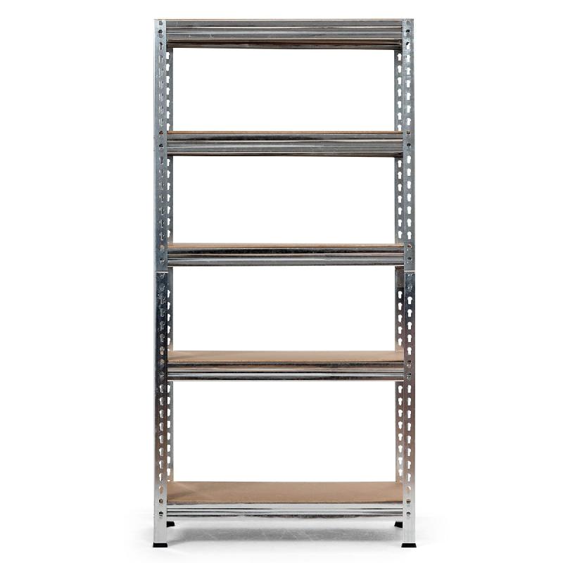 Helloshop26 – Étagères de rangement réglables pour garage 75 x 30 x 150 cm robustes en métal argent 20_0017944 – 3000232164003 - Image 1