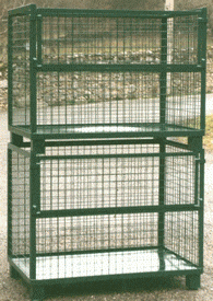 Rack-Caisse grillagé gerbable Modène – rack de stockage en acier avec demi-porte et dimensions 1.20 x 0.81 x 0.81m - Image 2