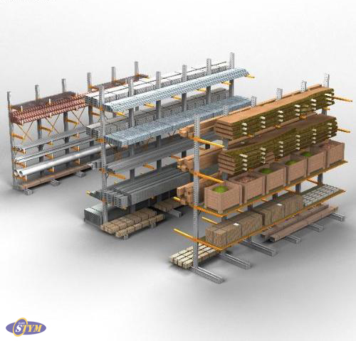 Rayonnage cantiliver pour profilés métalliques, tubes et panneaux de bois – structure simple et résistante - Image 2