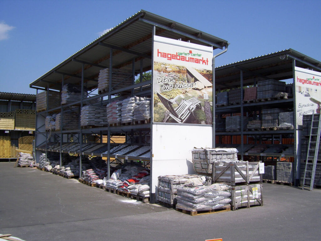 Rayonnage à palettes avec toiture OHRA – Stockage extérieur pour magasins spécialisés et matériaux de construction - Image 2