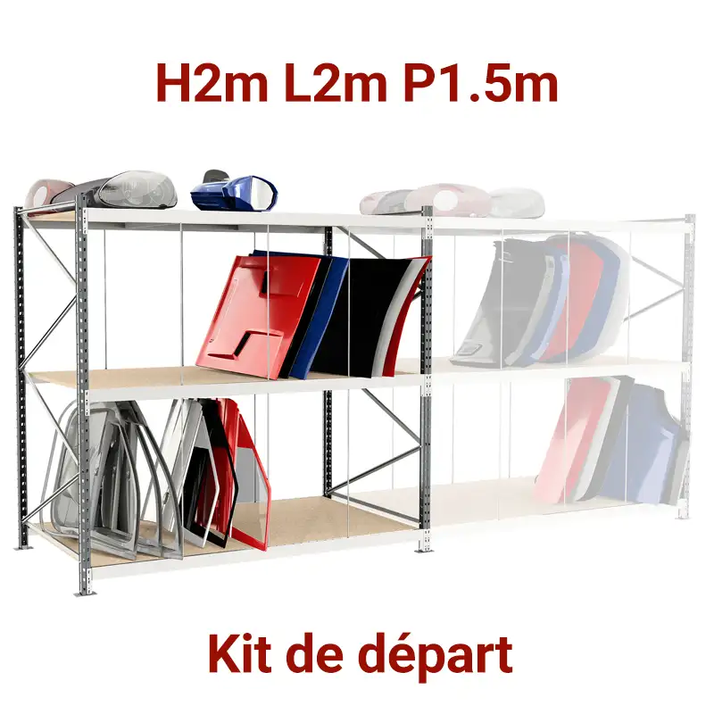 Rayonnage Epsivol pour carrosserie – 2m x 2m x 1.5m, 3 niveaux, 506kg max par étagère - Image 3