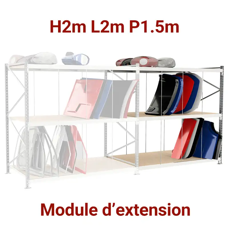 Rayonnage Epsivol pour carrosserie – 2m x 2m x 1.5m, 3 niveaux, 506kg max par étagère - Image 1