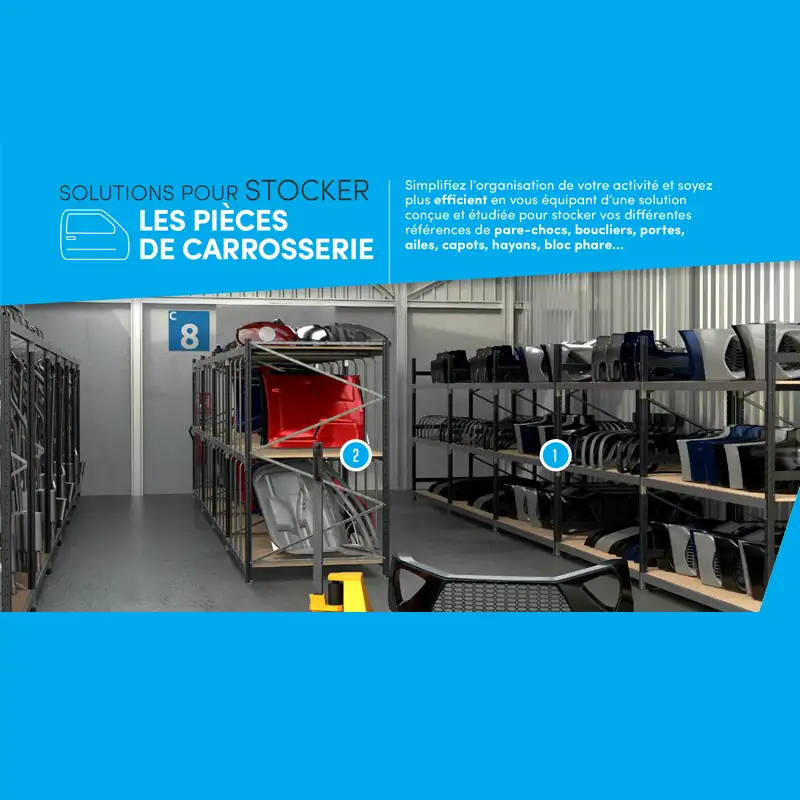 Rayonnage Epsivol pour carrosserie – 2m x 2m x 1.5m, 3 niveaux, 506kg max par étagère - Image 4