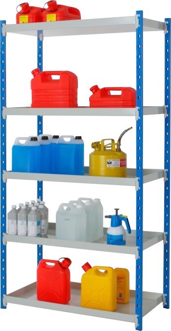 Rayonnage d&rsquo;atelier léger – 5 bacs de 18 L, 2000 mm de hauteur, 1000 mm de largeur, 400 mm de profondeur, référence N113.00002 - Image 1