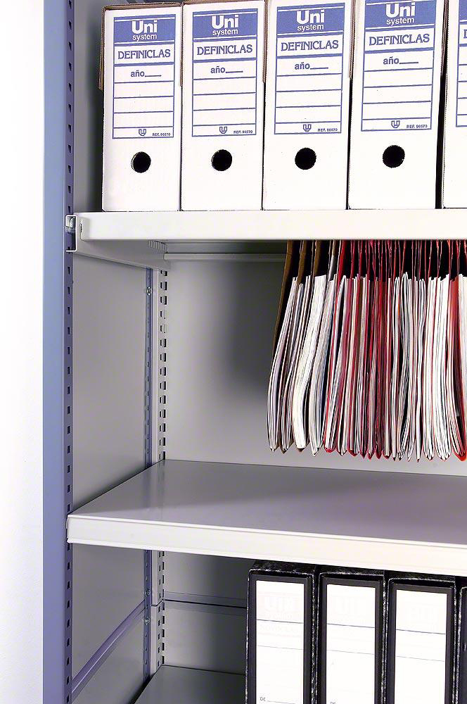 Rayonnage léger STYM – stockage bureau ou atelier, hauteur jusqu&rsquo;à 8 mètres, fixation sans vis - Image 2