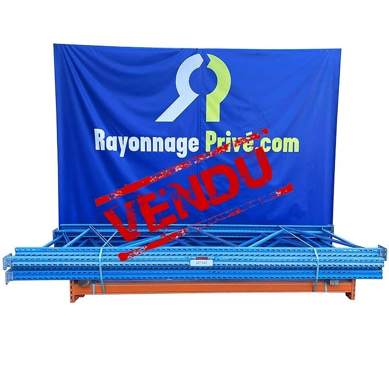 Rack pour charges lourdes Stow – 4 échelles de 3500x1100mm, 18 lisses de 2700x100mm, capacité 27 emplacements palette jusqu&rsquo;à 500 kg - Image 1