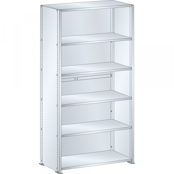 Rayonnage industriel 1000x500x2000mm 160kg – 6 rayons avec parois latérales en tôle pleine - Image 3