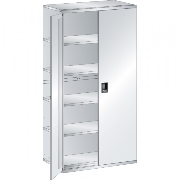 Rayonnage industriel 1000x500x2000mm – 160kg par rayon, 6 rayons, parois latérales en tôle pleine, porte battante verrouillable - Image 3