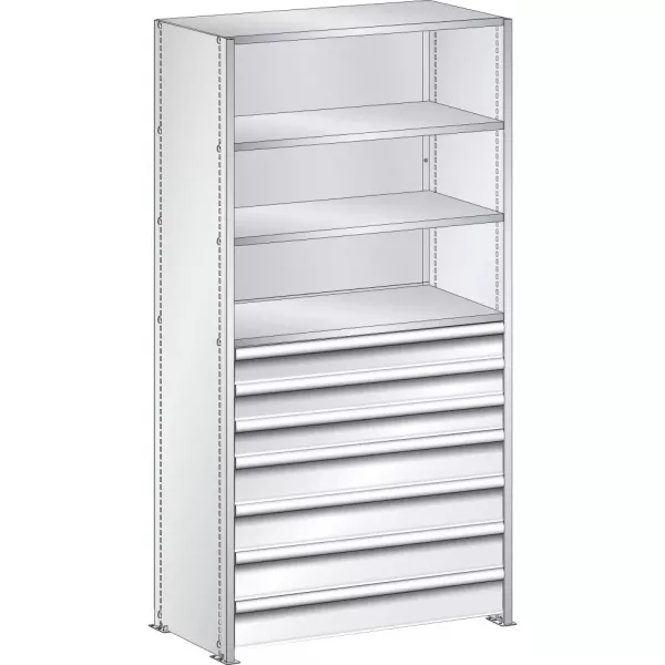 Rayonnage industriel 1000x500x2000mm 160kg avec 4 rayons et 7 tiroirs - Image 1