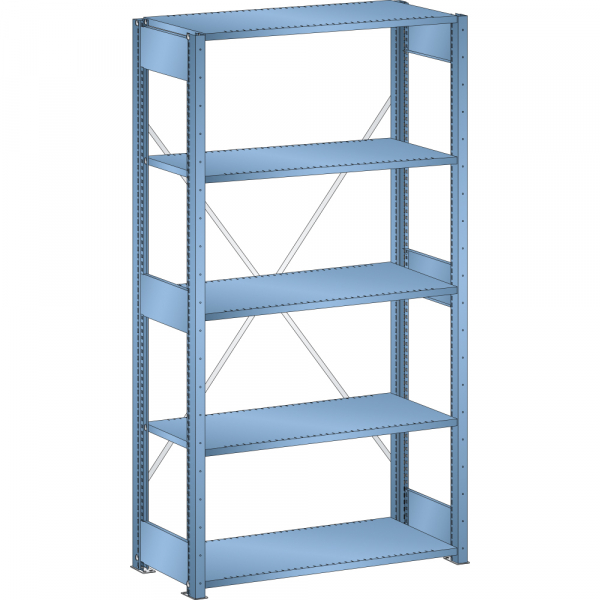 Rayonnage industriel 1000x600x2000mm 160kg avec 5 rayons et 2 paires de montants - Image 2