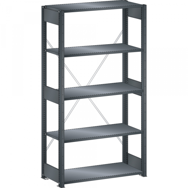 Rayonnage industriel 1300x400x2200mm 220kg – 5 rayons à fentes avec montants et entretoises - Image 4