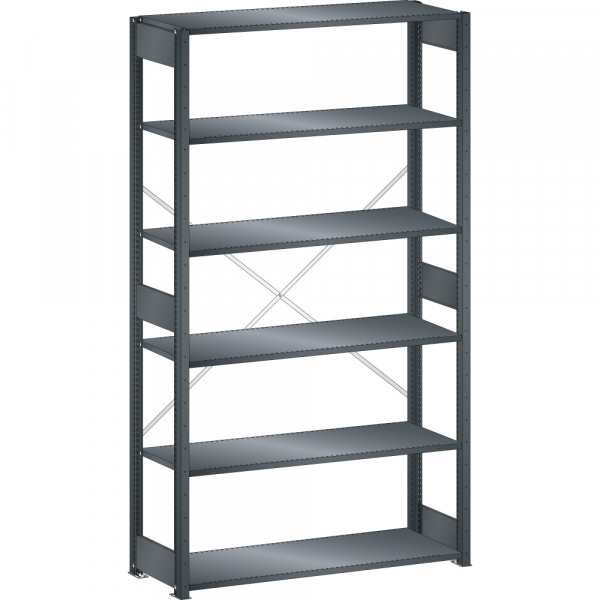 Rayonnage industriel 1300x500x2500mm 160kg – 6 rayons à fentes avec montants et entretoises 2