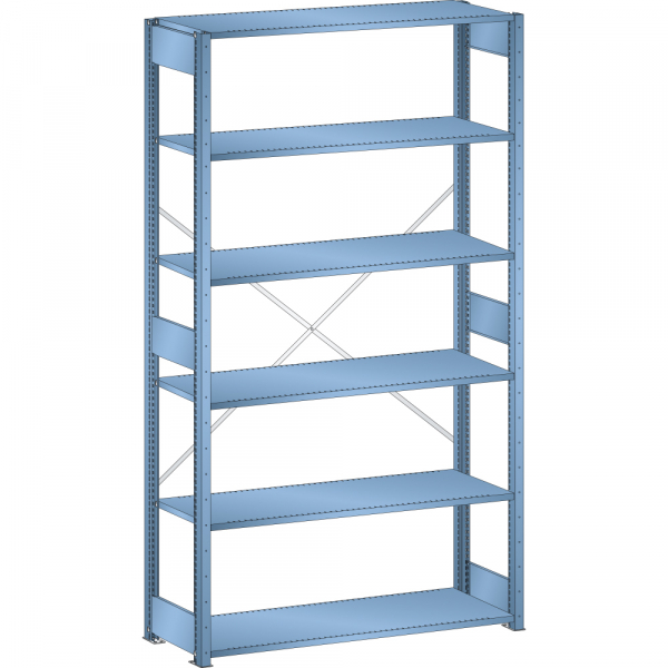 Rayonnage industriel 1300x500x2500mm 160kg – 6 rayons à fentes avec montants et entretoises - Image 3