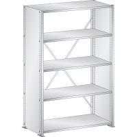 Rayonnage industriel 1000x350x1450mm 80kg avec 5 rayons et parois latérales en tôle pleine - Image 2