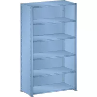 Rayonnage industriel 1000x350x1450mm 80kg – 6 rayons avec parois latérales en tôle pleine - Image 2