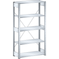 Rayonnage industriel 1000x400x2000mm 220kg – 5 rayons à fentes avec montants et entretoises - Image 2