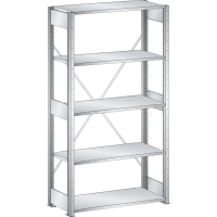 Rayonnage industriel 1000x600x2000mm 220kg – 5 rayons à fentes avec montants et entretoises - Image 2