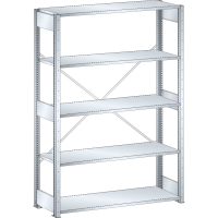 Rayonnage industriel 1300x500x2000mm 220kg – 5 rayons – 2 paires de montants avec 6 entretoises 2