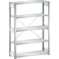 Rayonnage industriel 1300x500x2000mm 220kg – 5 rayons – 2 paires de montants avec 6 entretoises 3