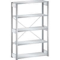 Rayonnage industriel 1300x500x2200mm 220kg – 5 rayons à fentes avec montants et entretoises - Image 2