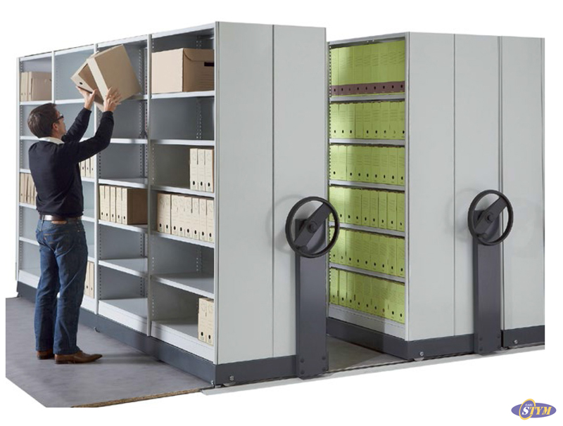 Rayonnage d&rsquo;archivage mobile – système compact sur rails pour livres et documents 4