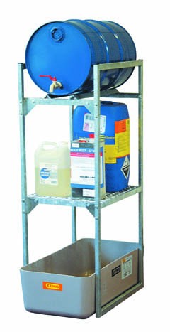 Rayonnage rétention 65 l pour 1 fût de 60 l horizontal – 450 x 820 x 1310 mm - Image 1