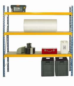 Rayonnage semi-lourd PRORACK + kit prêt à monter – échelles galvanisées, perforation 50 mm, longerons époxy jaune, 2100 ou 2400 mm 2