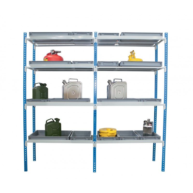 Rayonnage léger avec bacs de rétention en polypropylène pour produits corrosifs – Medisel RL600PP010 et RL600PP020 - Image 2