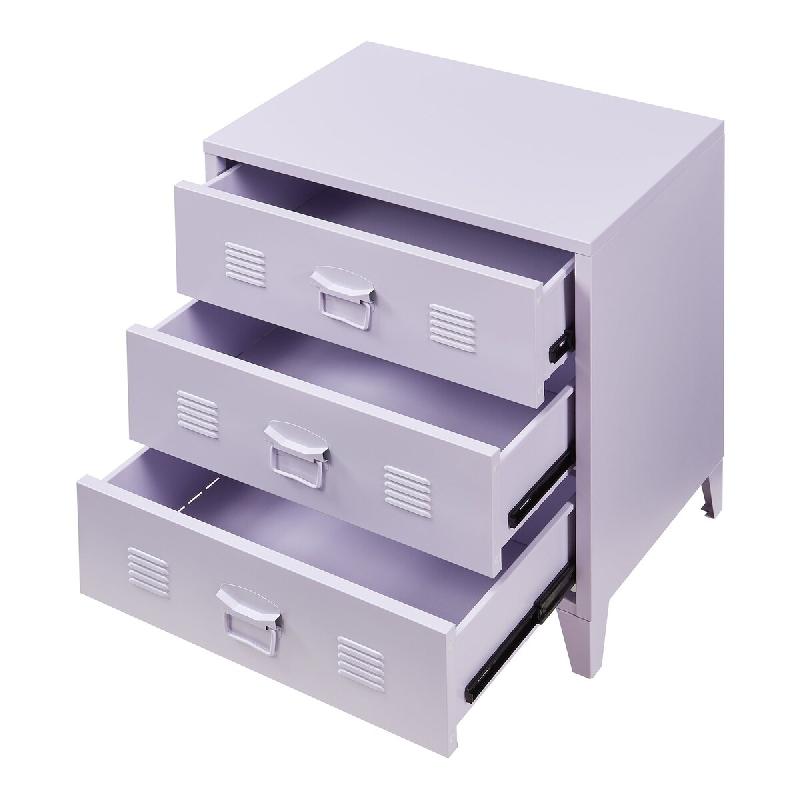 Helloshop26 – Commode meuble de rangement pratique entrée salon chambre métallique avec 3 tiroirs acier 72 x 60 x 40 cm violet 03_0009305 – 30002246 - Image 1