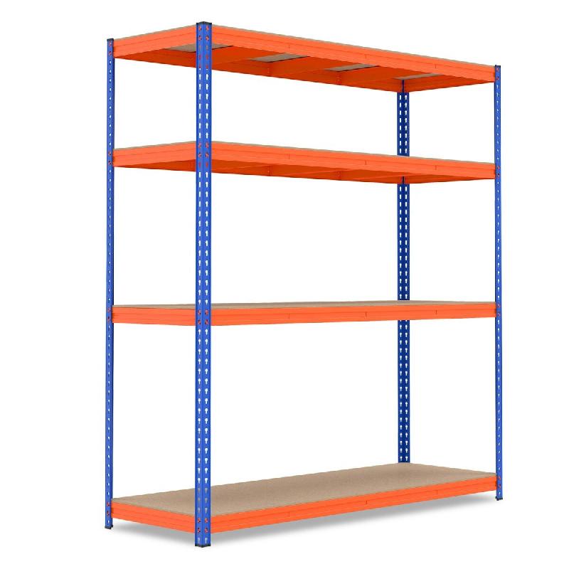 Helloshop26 – Étagère métallique à 4 niveaux 181 x 61 x 203 cm rangement flexible robustesse optimale design moderne en métal orange 20_0019168 – - Image 1