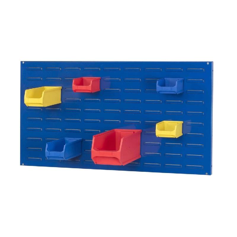PROREGAL Système de support, panneau système bleu  avec 45x bacs à bec grises 2.0 | Dimensions HxL 50x100cm | Bac à bec, boîtes de rangement – bl - Image 1