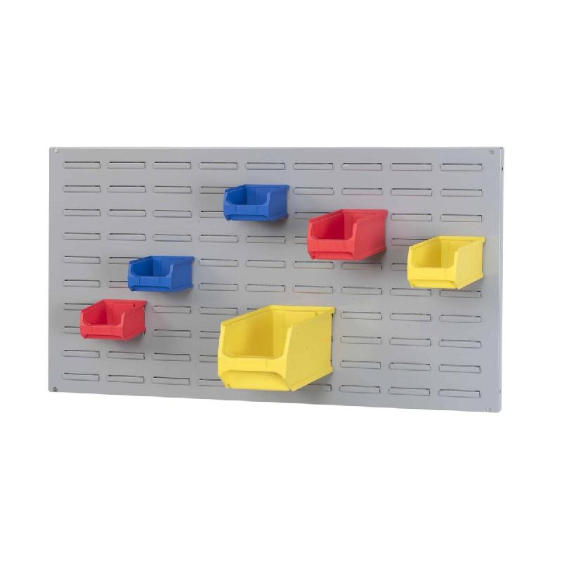 PROREGAL Système de support, panneau système gris avec 18x bacs à bec conducteurs 3.0 | Dimensions HxL 50x100cm | Bac à bec, boîtes de rangement - Image 1