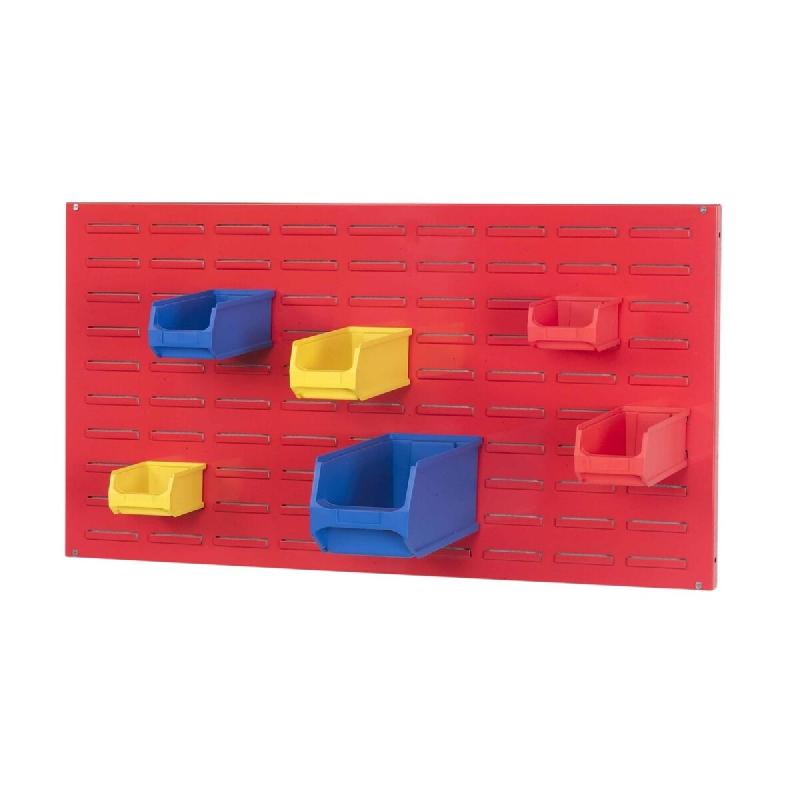 PROREGAL Système de support, panneau système rouge avec 18x bacs à bec conducteurs 3.0 | Dimensions HxL 50x100cm | Bac à bec, boîtes de rangement - Image 1