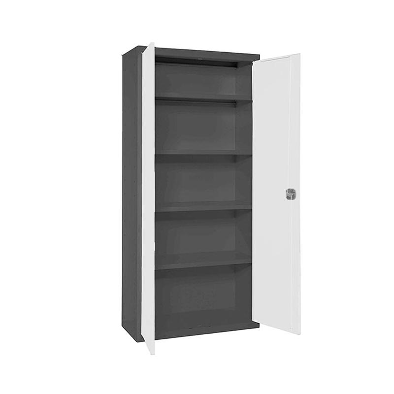 SimonRack Armoire Métallique de Rangement 1800x800x400, 2 Portes, 4 Étagères, Charge 75 kg par Niveau, Anthracite/Blanc – Simonlocker – noir métal - Image 1