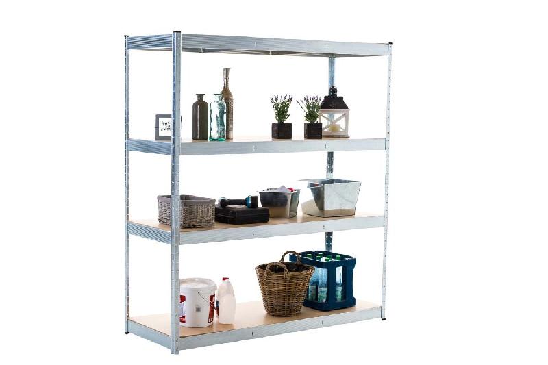 Décoshop26 – Etagère galvanisée pour charges lourdes en métal 4 niveaux gris 160x60x180cm ETA10075 – métal 3000266398474 - Image 1