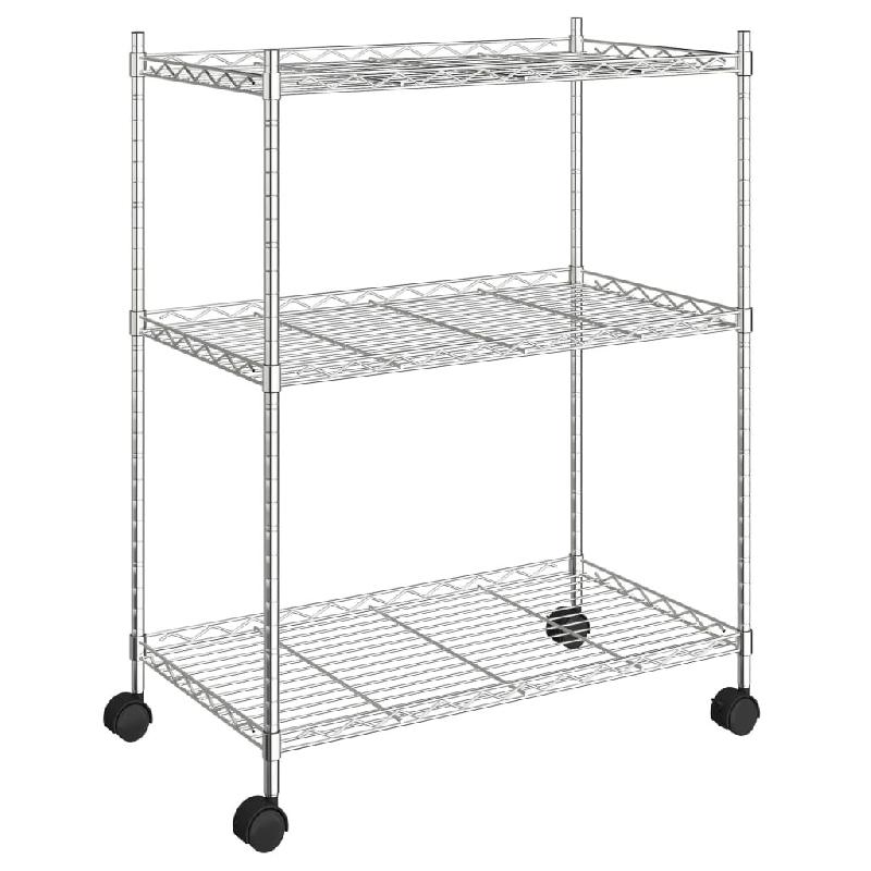 Helloshop26 – Étagère de stockage 3 niveaux et roues 60 x 35 x 81cm chrome 150 kg 02_0000658 – 3000069861533 - Image 1