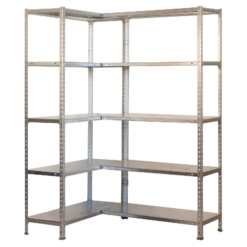 SimonRack Étagère d’angle métallique 1800 mm, Tablettes en Acier, 80 kg par Niveau, Argent – Simoncorner – argenté métal 8435104973097 - Image 1