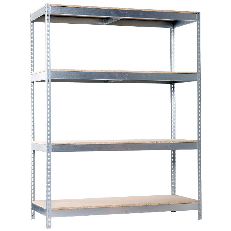 SimonRack Étagères Charge Lourde 2000x1800x600 mm, 4 Niveaux en Bois, 400 kg par Niveau, Structure Acier, Galvanisé/Bois – Ecoforte – argenté mét - Image 1