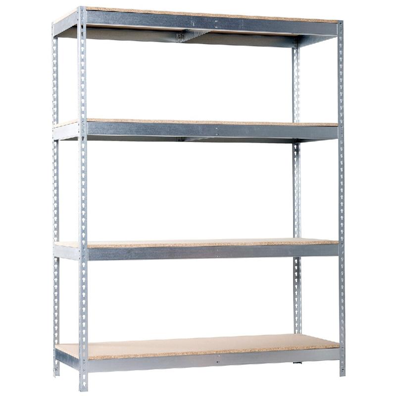 SimonRack Étagères Charge Lourde 2000x1800x750 mm, 4 Niveaux en Bois, 400 kg par Niveau, Structure Acier, Galvanisé/Bois – Ecoforte – argenté mét - Image 1