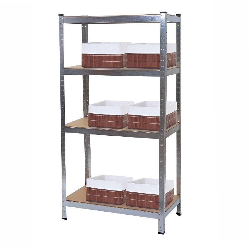 Décoshop26 – Étagère de rangement 4 niveaux 160 x 80 x 40 cm avec 6 paniers pour charge lourde métal galvanisé plateaux en MDF 04_0010993 – méta - Image 1