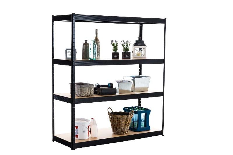Décoshop26 – Etagère galvanisée pour charges lourdes en métal 4 niveaux noir 160x60x180cm ETA10076 – métal 3000266499096 - Image 1