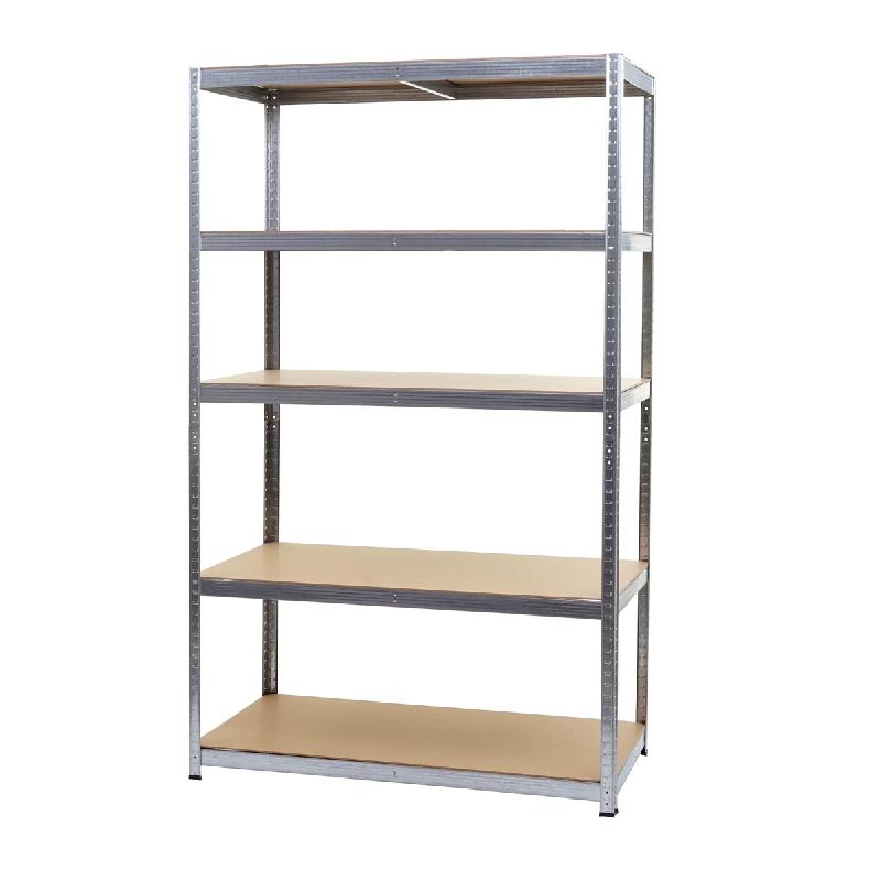 Décoshop26 – Étagère pour charges lourdes rangement cave enfichable acier 5 niveaux en métal galvanisées et MDF 200x120x60 cm 04_0008687 – métal - Image 1