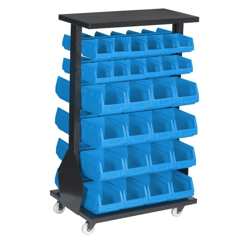 Etagère de rayonnage double – Bleu / 24x1L + 32x4L - Image 1