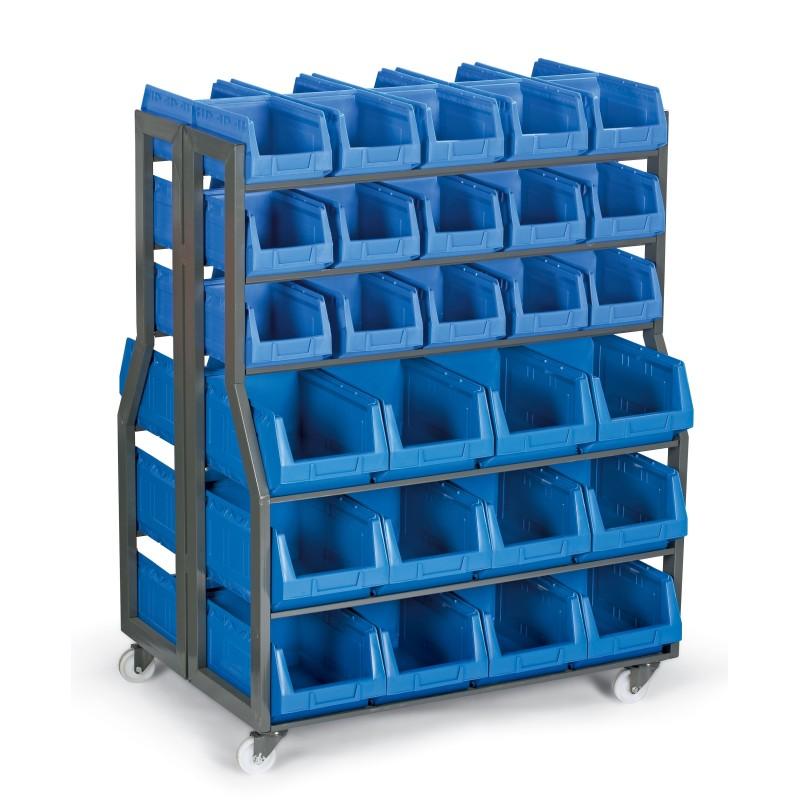 Etagère de rayonnage double – Bleu / 30x4L + 24x10L - Image 1