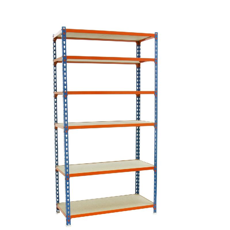 SimonRack Étagère Rangement 2500x1200x300 mm, 6 niveaux, plateaux en bois, charge 200 kg par niveau, Bleu/Orange – Maderclick – métal 8425437077623 - Image 1