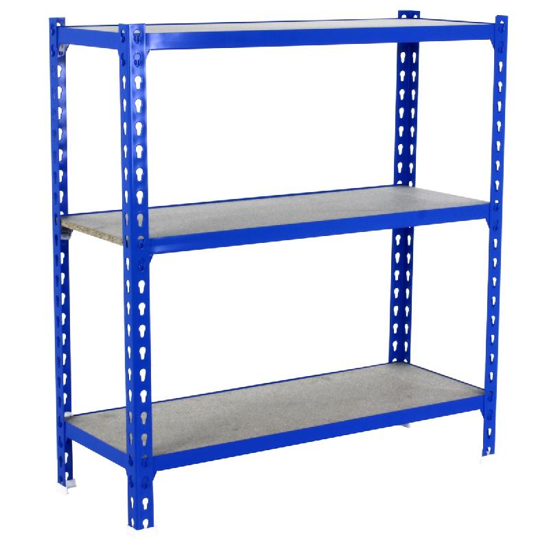 SimonRack Étagère Rangement 900x800x500 mm, 3 niveaux, plateaux en bois, charge 150 kg par niveau, Bleu – Maderclick – métal 8435104954997 - Image 1