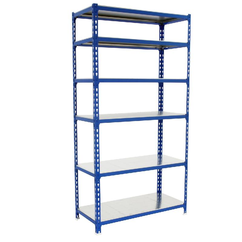 SimonRack Rayonnage métallique, 2500x1200x300 mm, 6 niveaux, tablette métallique, 200 kg au point de flexion, Bleu/Galvanisé – Simonclick – métal - Image 1