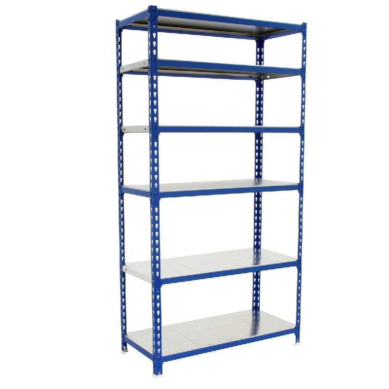 SimonRack Rayonnage métallique, 2500x800x400 mm, 6 niveaux, tablette métallique, 180 kg au point de flexion, Bleu/Galvanisé – Simonclick – métal 8 - Image 1